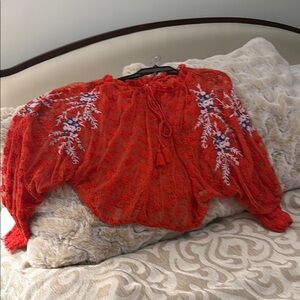 Free People Red Blouse with Elegant Design